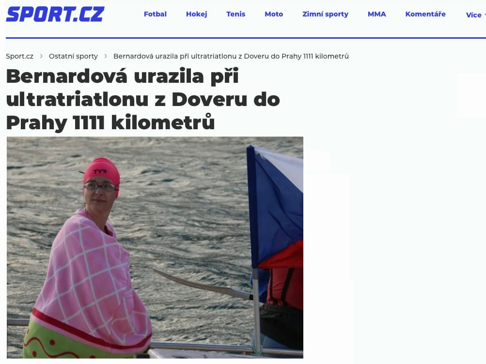 Bernardová urazila při ultratriatlonu z Doveru do Prahy 1111 kilometrů — sport.cz
